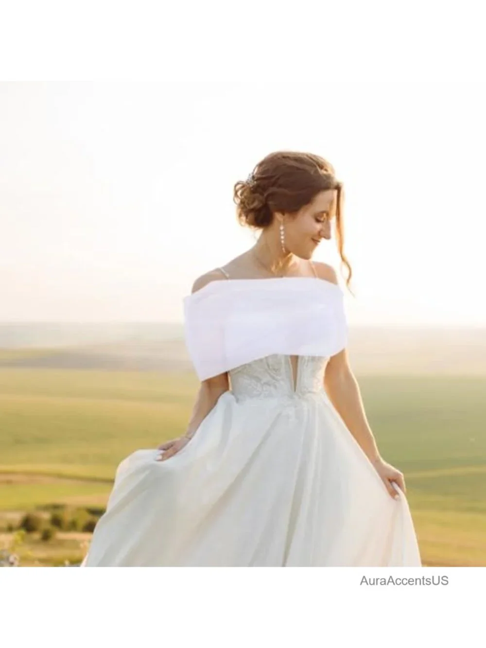 White Tulle Bridal Shawl Adjustable Wedding Cape Cover Up Women Formal Party